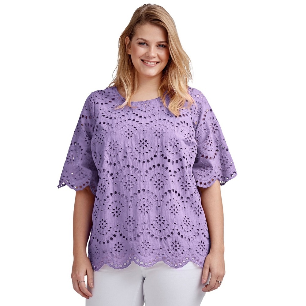 ellos Scalloped Hem Eyelet Blouse With Cami Size 28